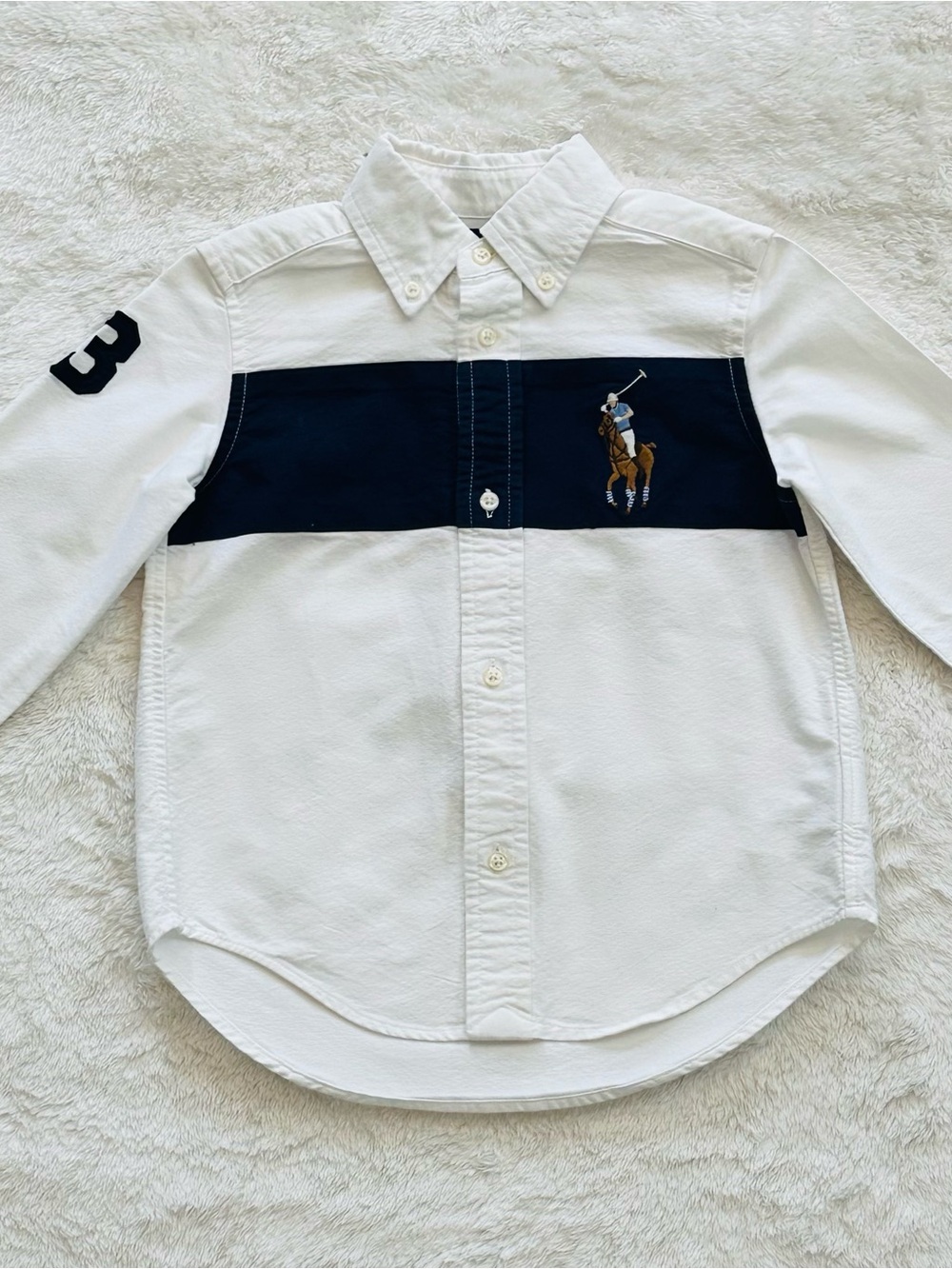 Polo Ralph Lauren Toddler Boys Big Pony Banner Stripe Oxford Shirt White #3 3T - Picture 4 of 8